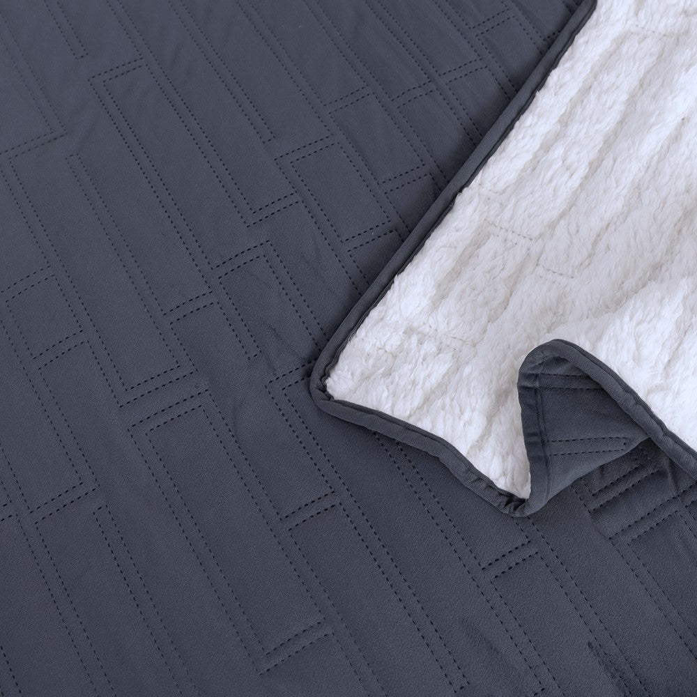 Cubrecama Quilt Velvet Sherpa Bricks King Marengo