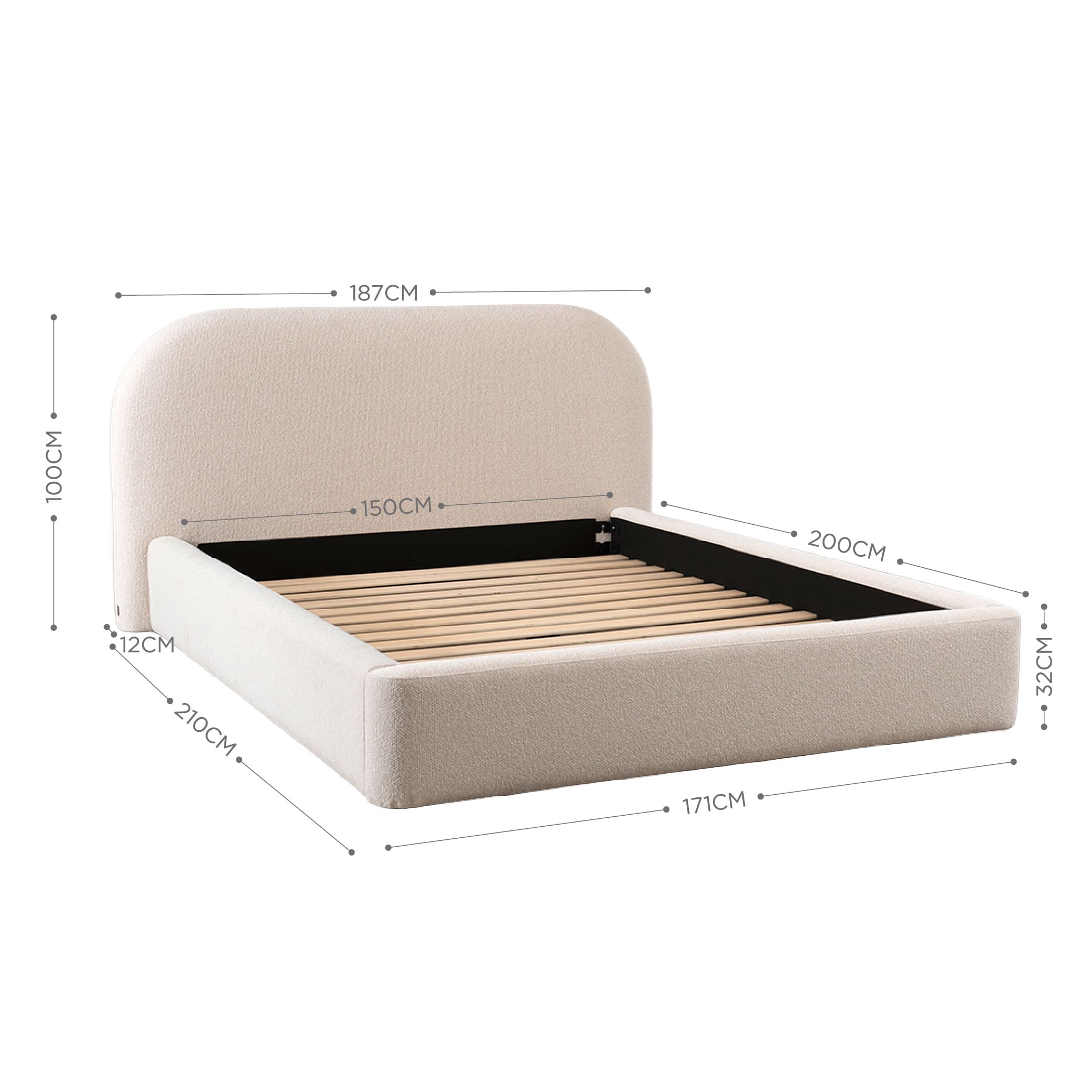 Cama Aura 2 Plazas Crudo