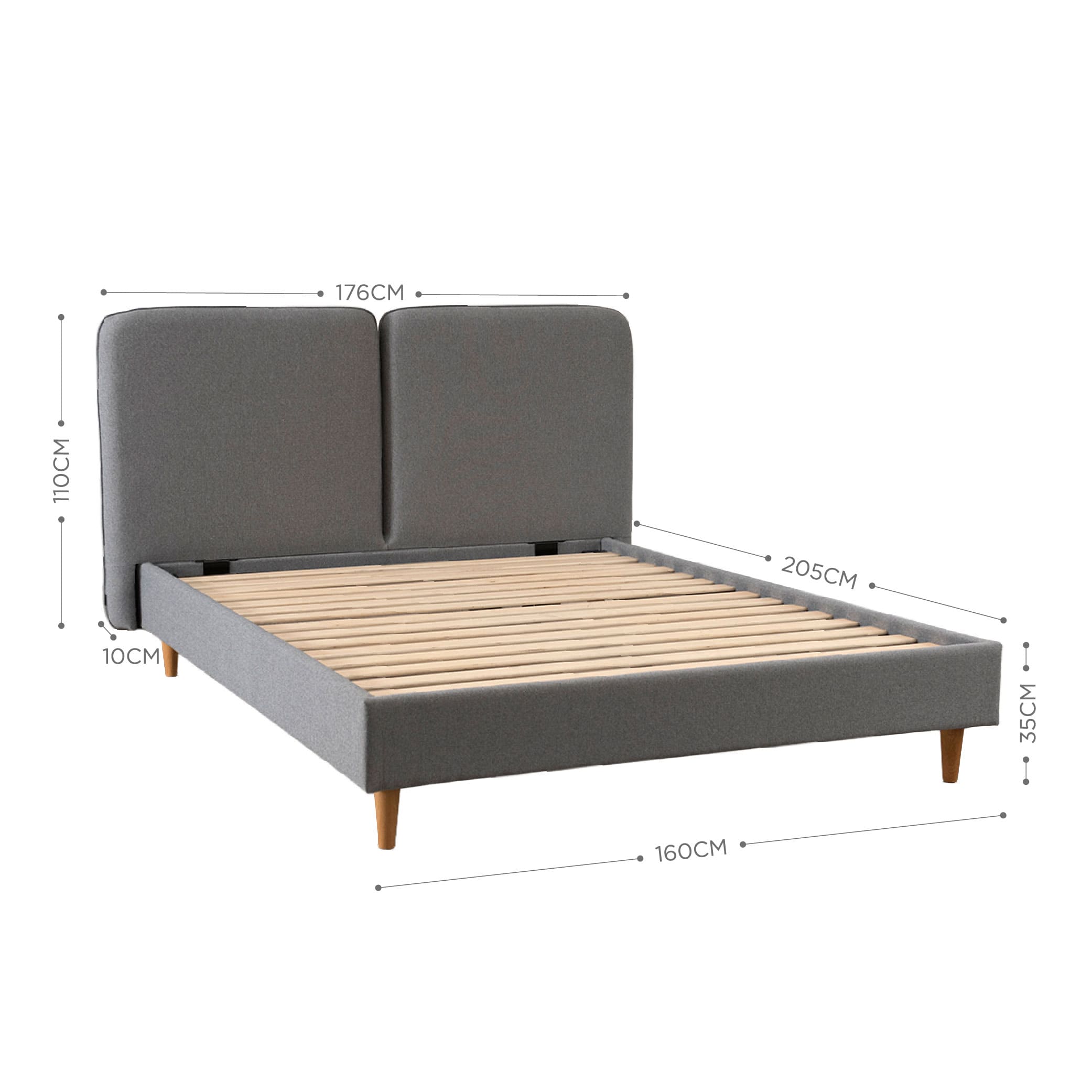 Cama Zen 2 Plazas Gris