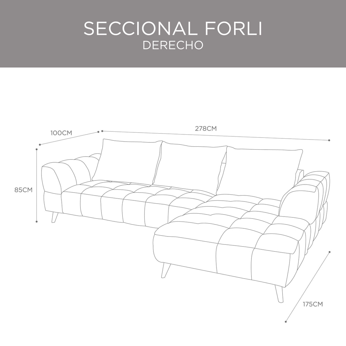 Seccional Forli Gris Oscuro Derecho