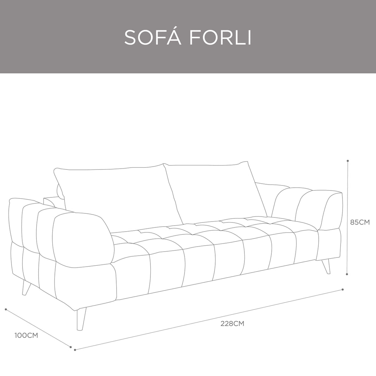Sofá Forli 230cm Crudo