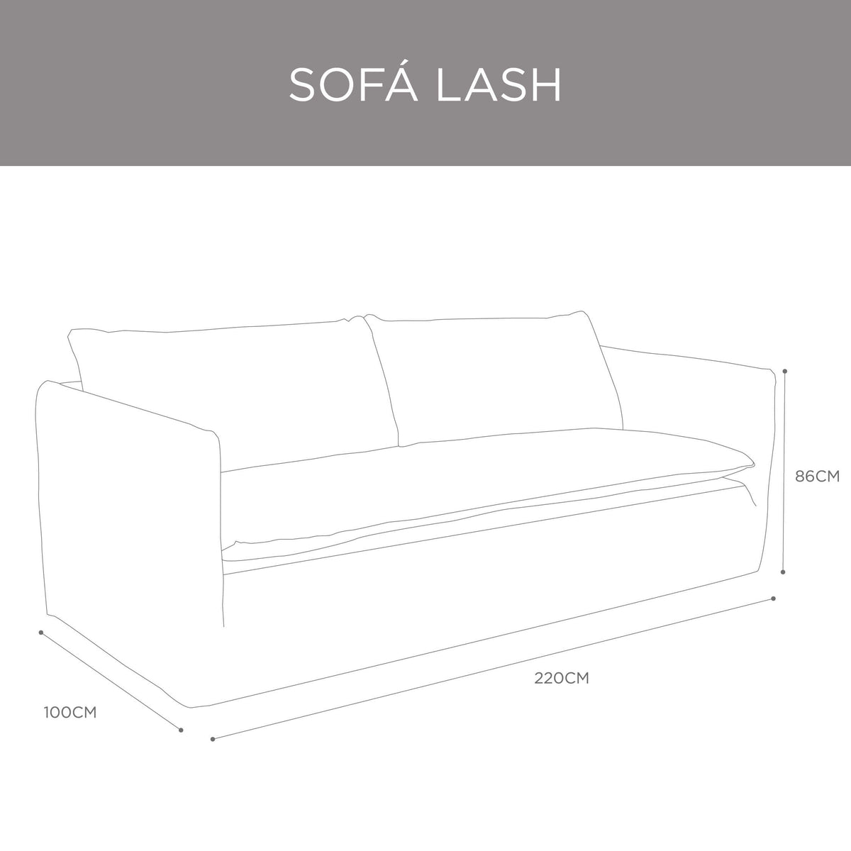 Sofá Lash 220cm Crudo