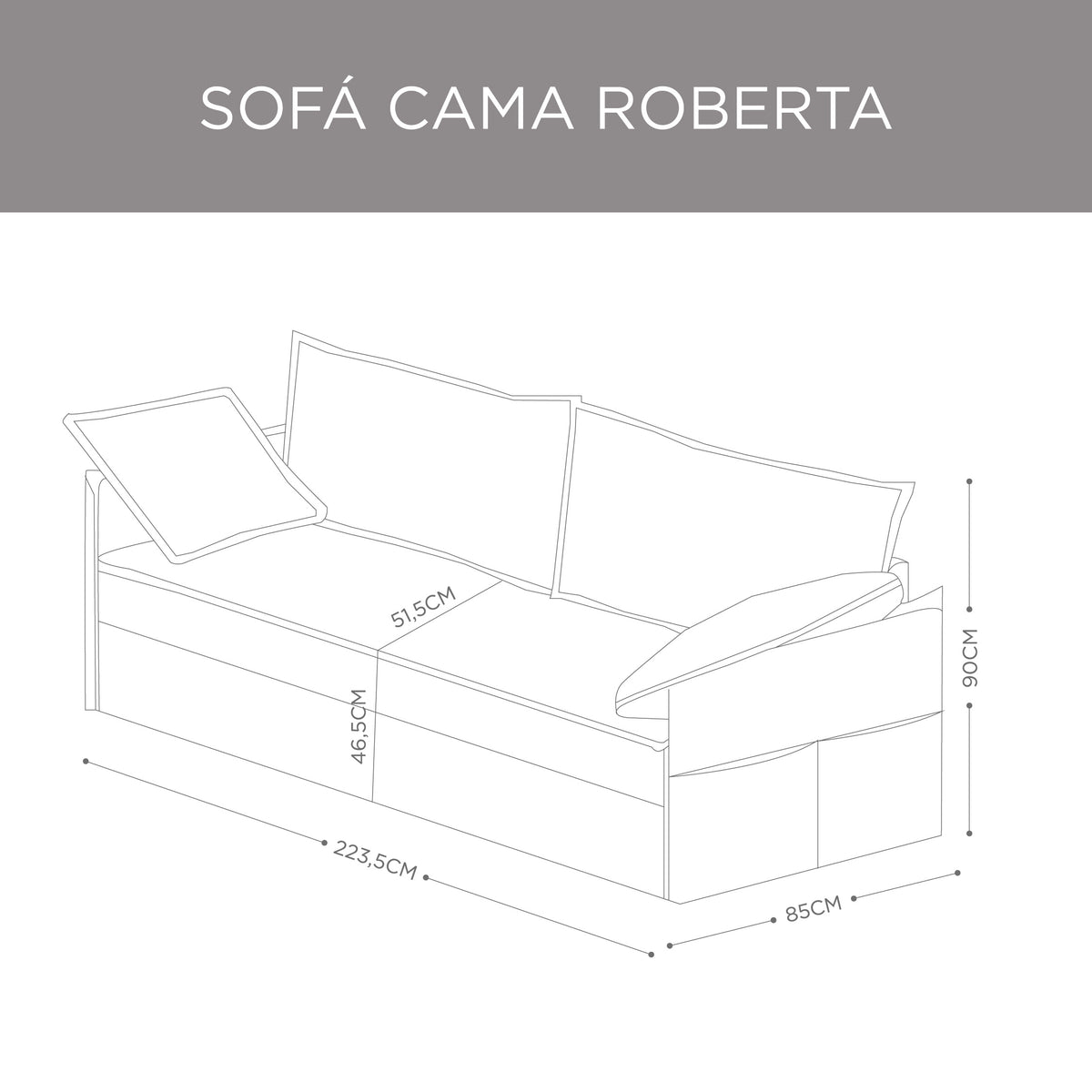 Sofá Cama Roberta Taupe