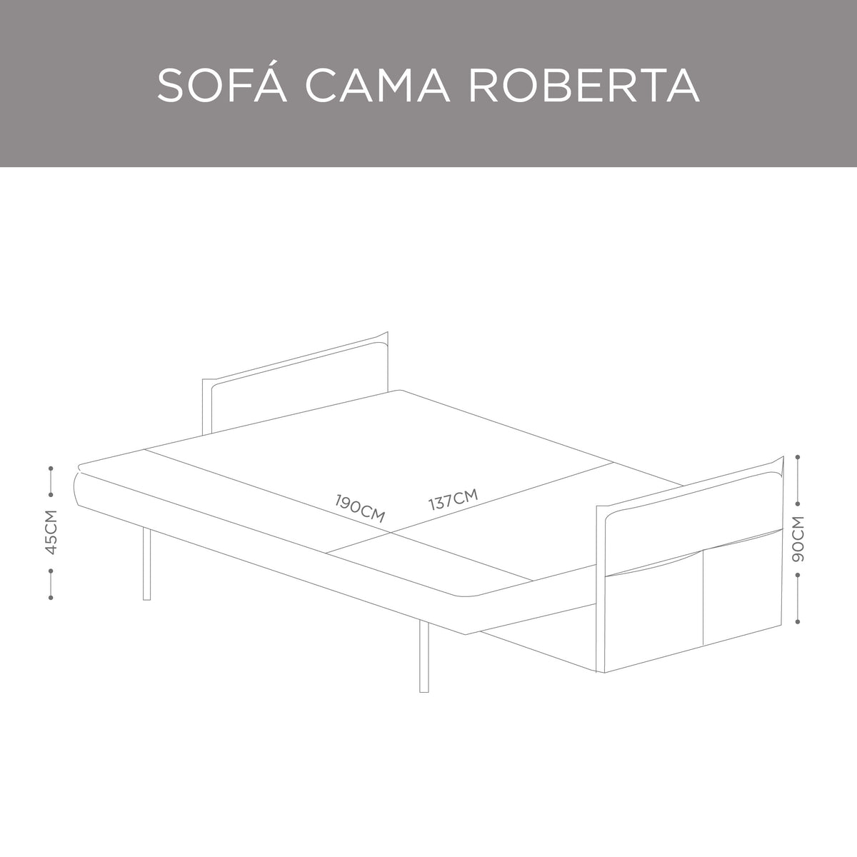Sofá Cama Roberta Taupe