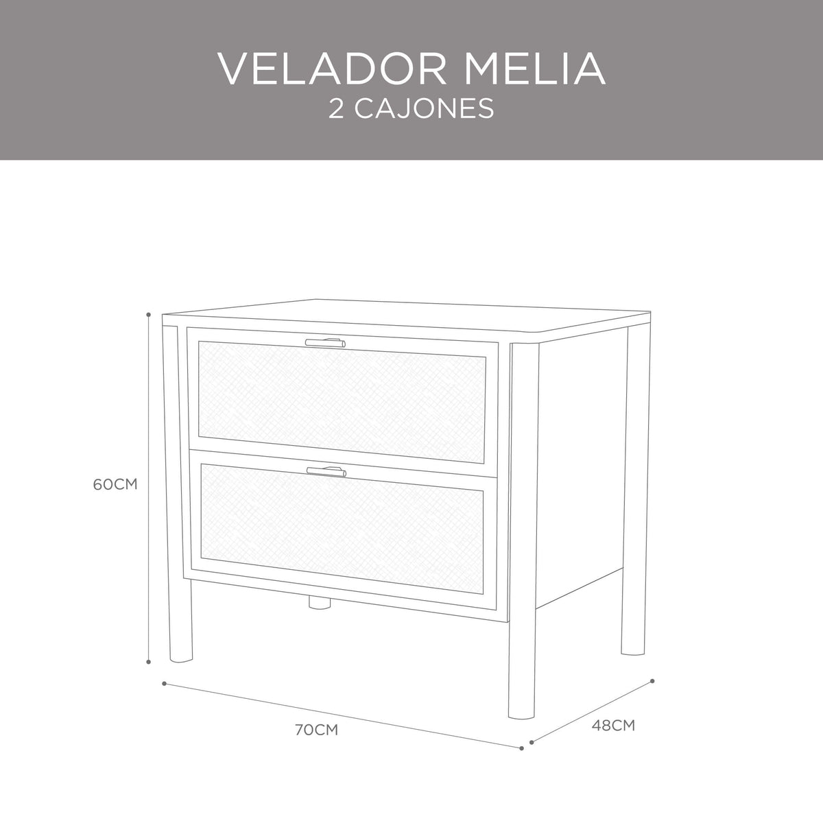 Velador Melia 2 Cajones