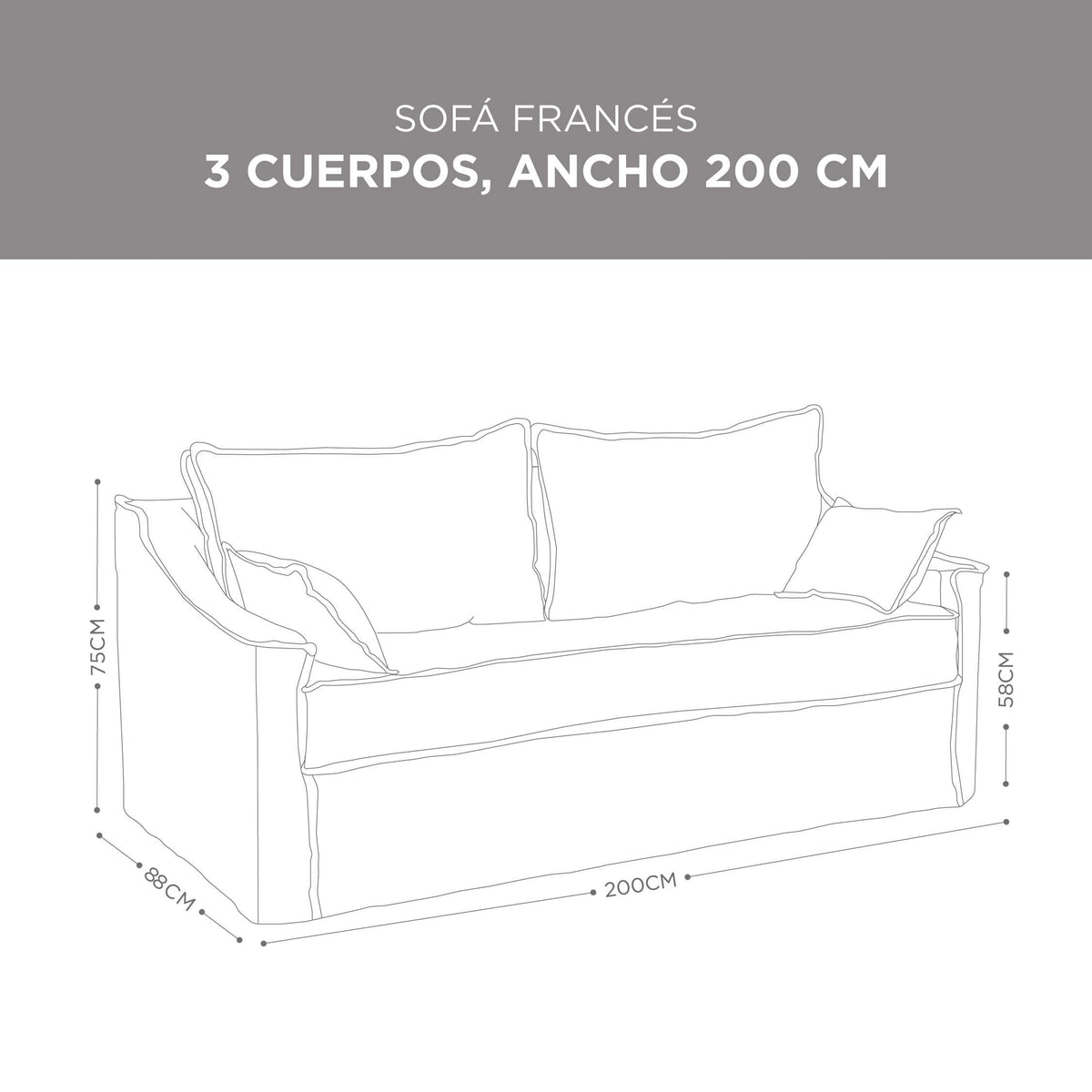 Sofá Francés Lino Perla