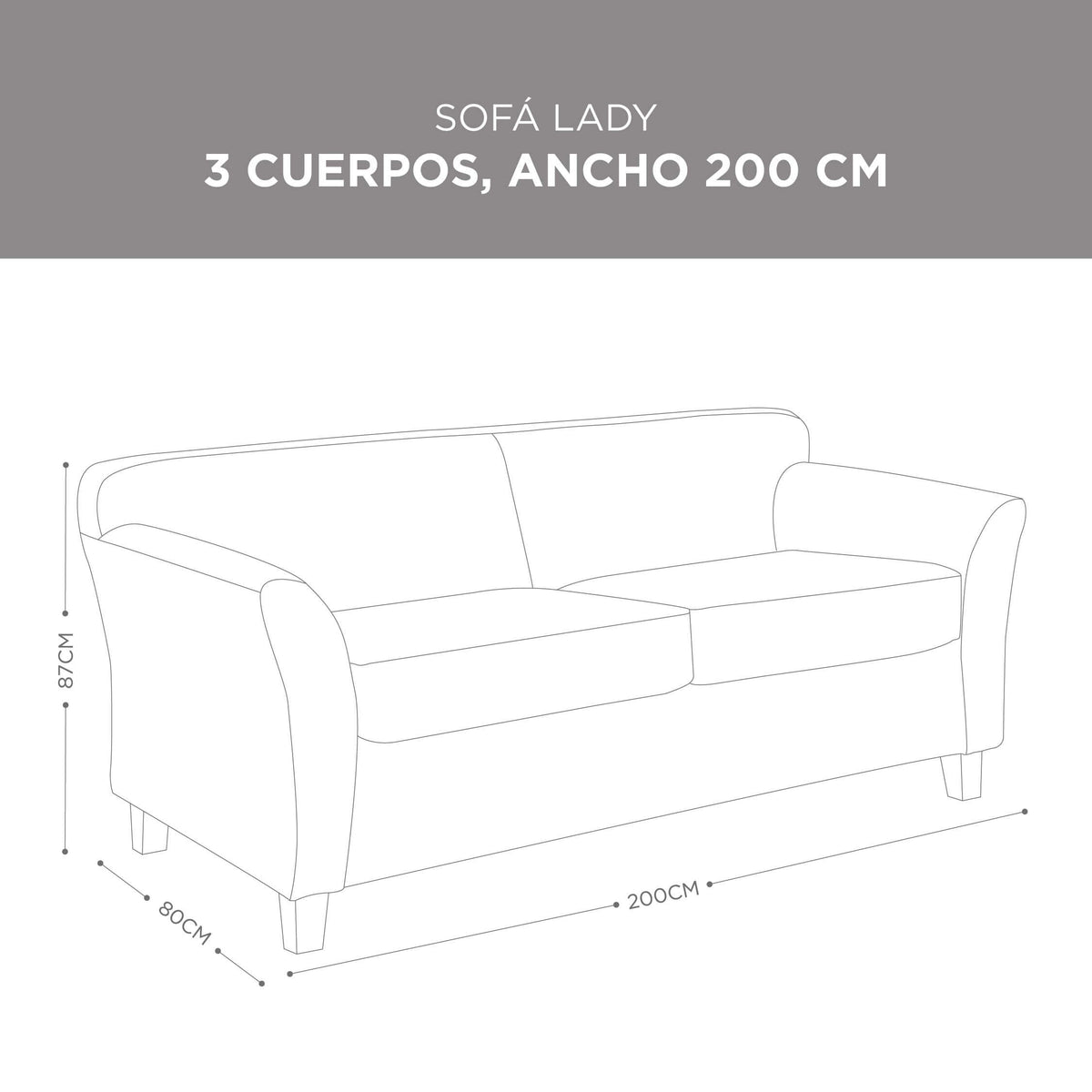 Sofá Lady Gris