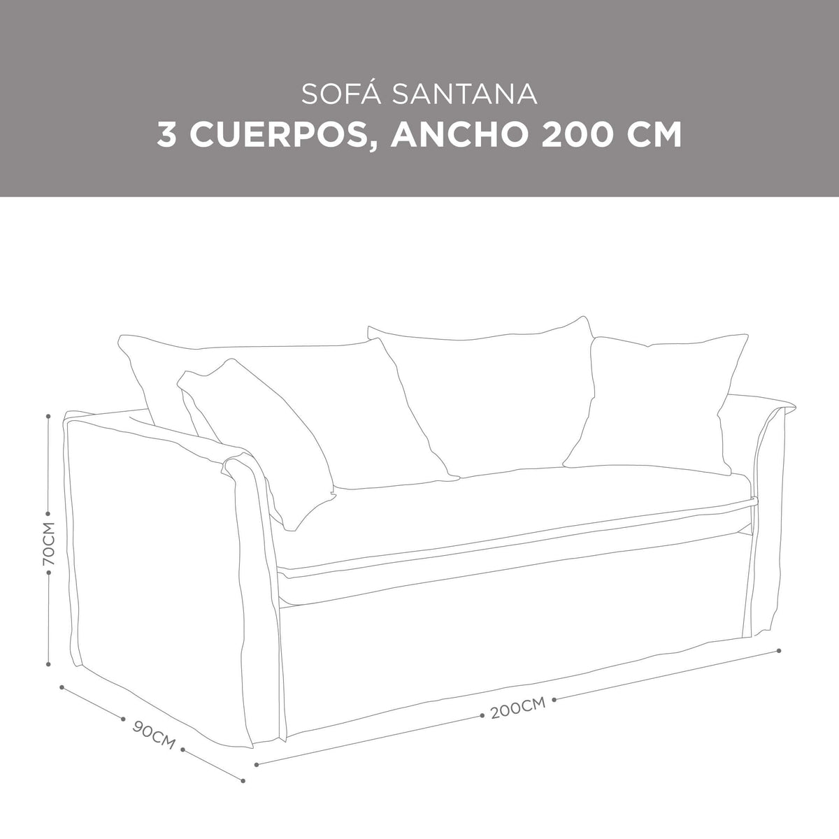 Sofá Santana Lino Gris