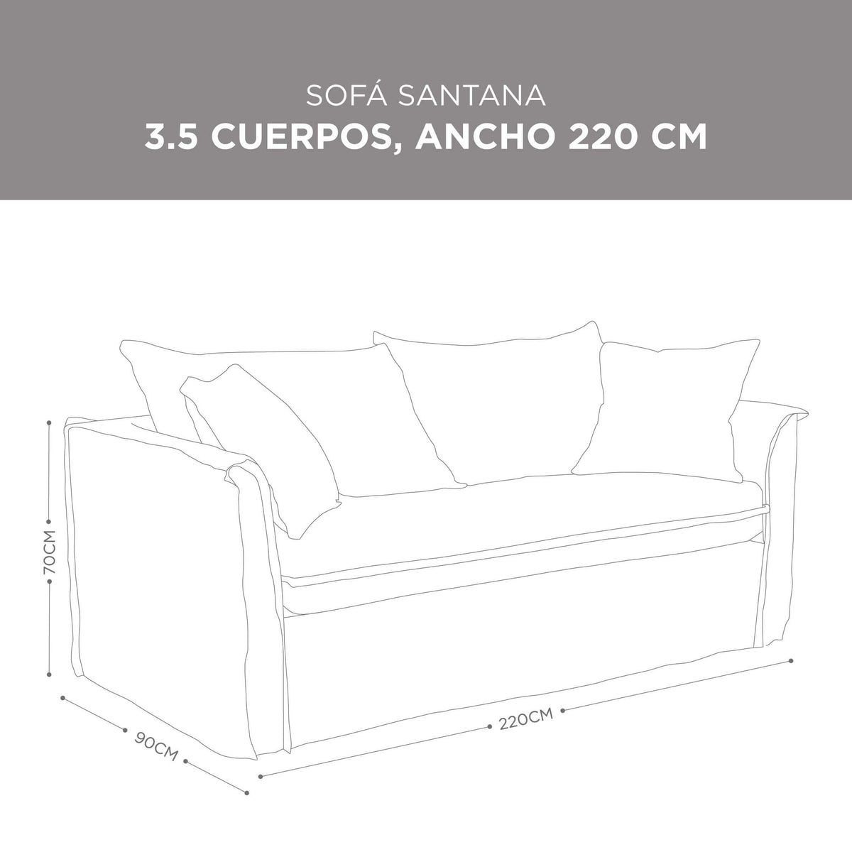 Sofá Santana Lino Gris