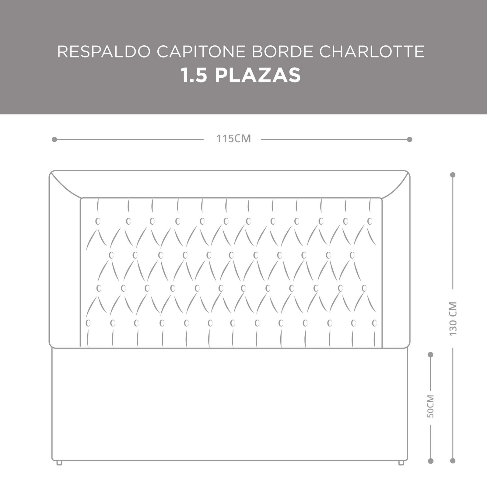 Respaldo Capitoné Borde Charlotte Gris