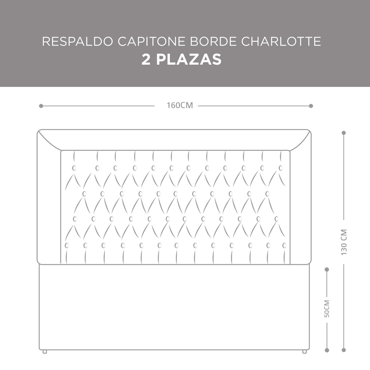 Respaldo Capitoné Borde Charlotte Gris