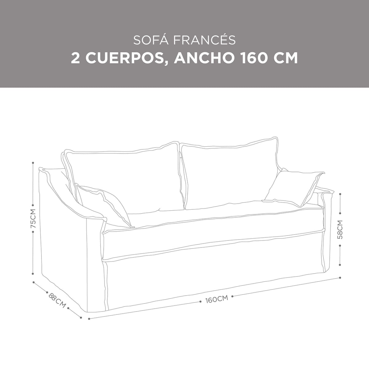 Sofá Francés Lino Blanco