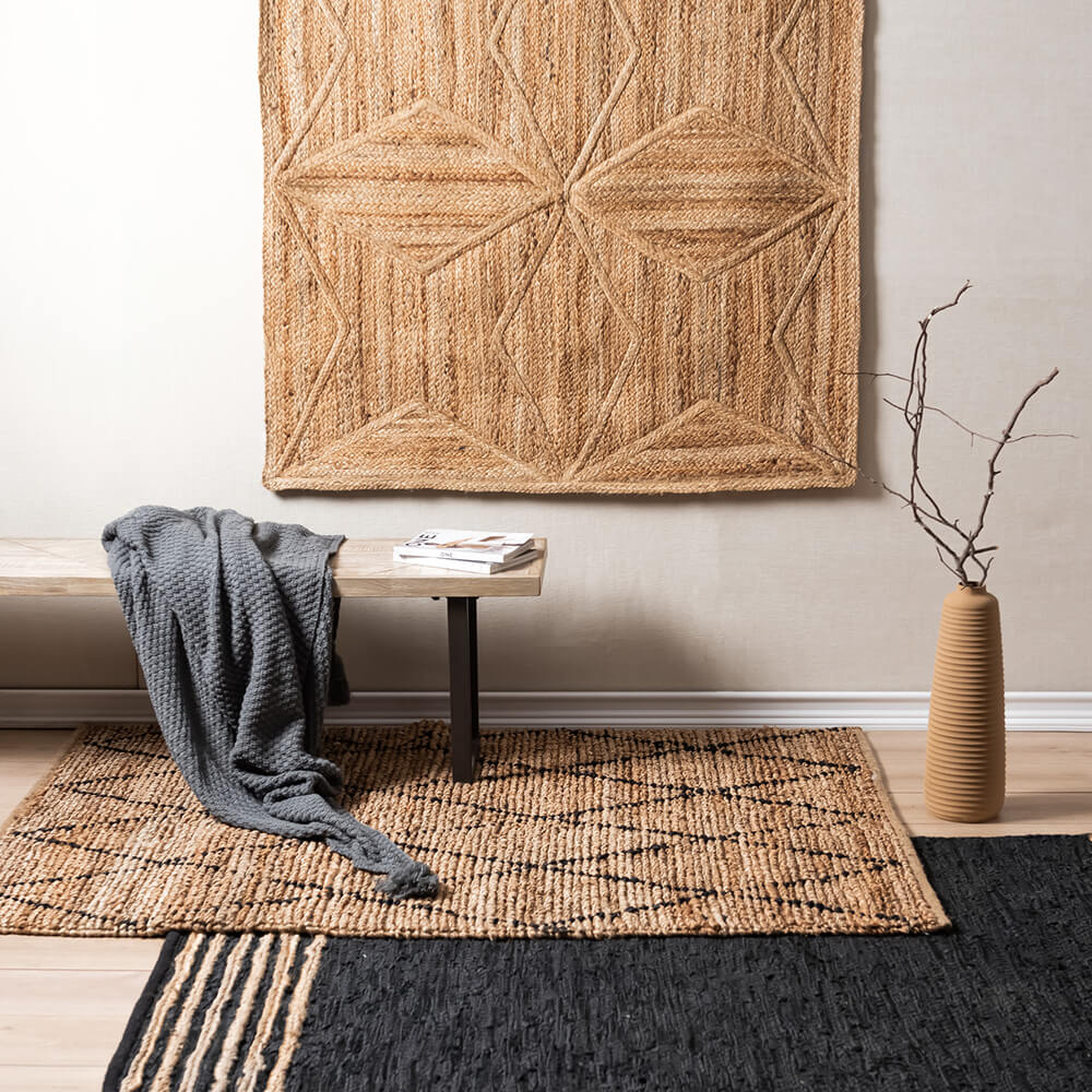 Alfombra Mathura Natural-Negra