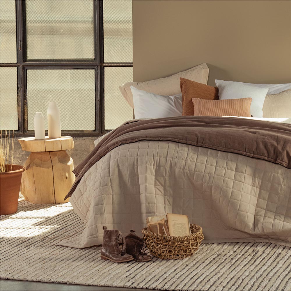 Cubrecama Quilt Oxford 2 Plazas Beige