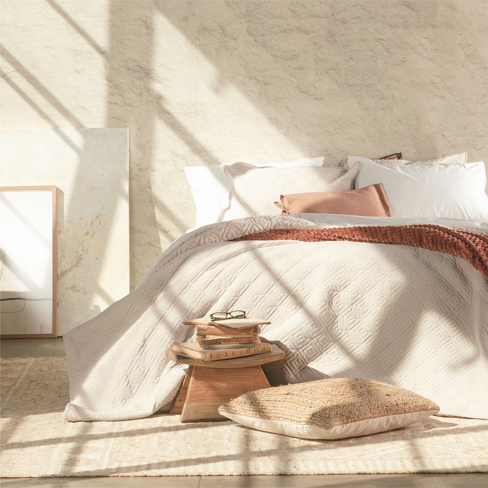 Cubrecama Quilt Corduroy Sherpa King Beige