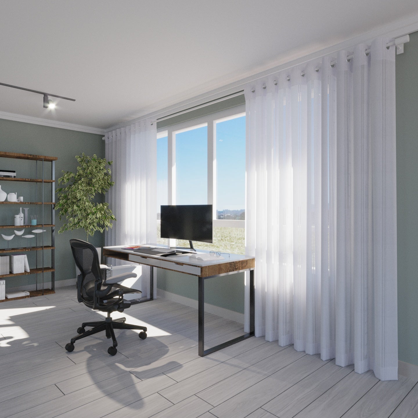 Cortina Velo Estampada 140x220cm Blanco