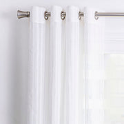 Set 2 Cortinas Velo Bordada Líneas 140x220cm Blanco