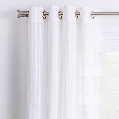 Cortina Velo Bordada Líneas 140x220cm Blanco