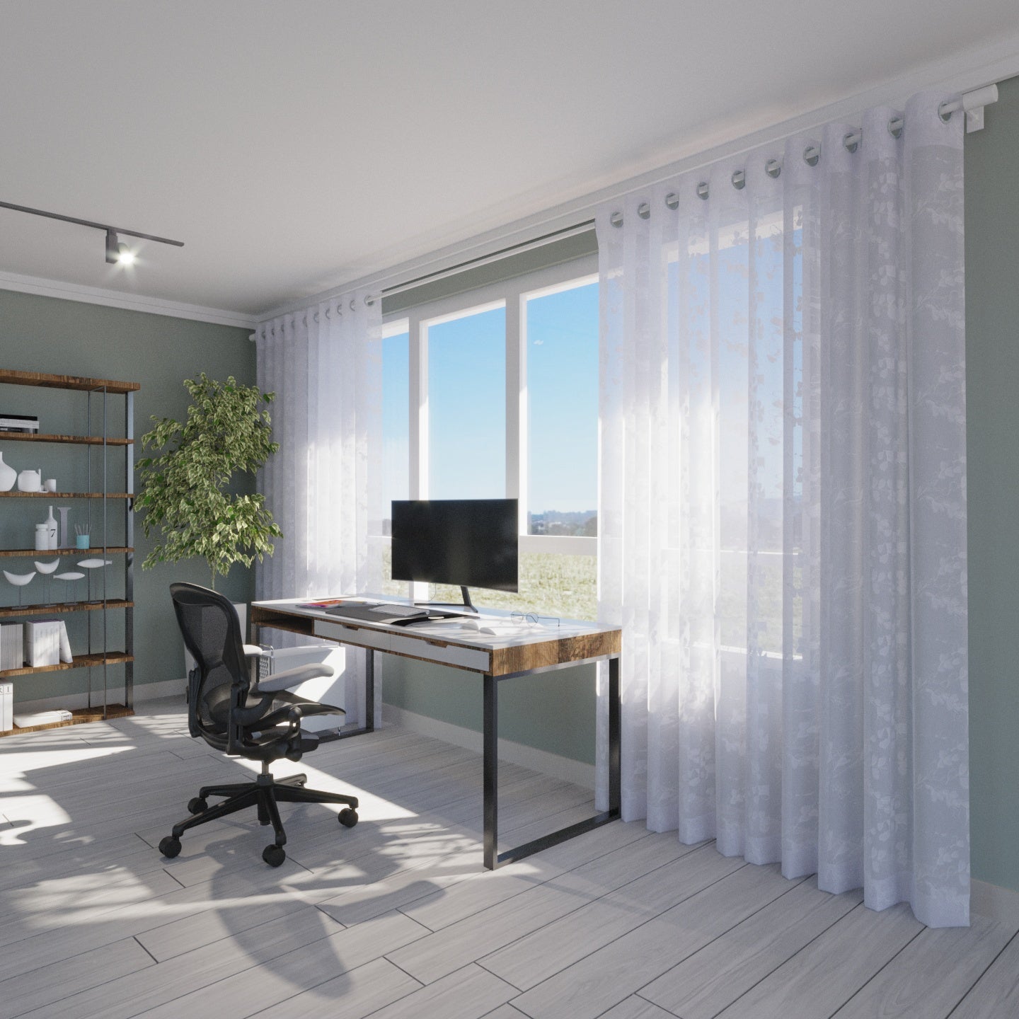 Cortina Velo Bordada 140x220cm Blanco