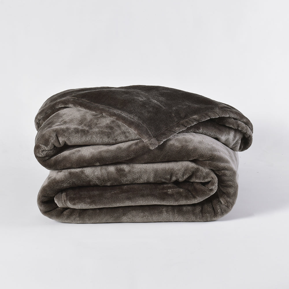 Frazada Flannel Básica 2 Plazas Gris