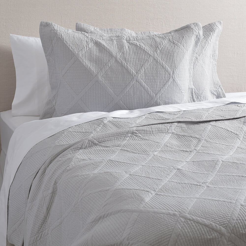 Cubrecama Quilt Rombos 2 Plazas Gris