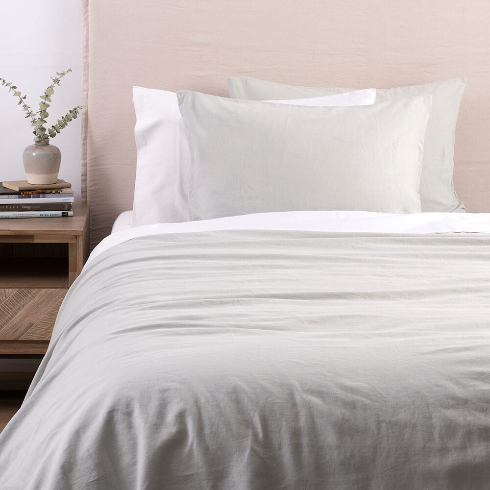 Funda de Plumón Lino 1.5 Plazas Gris Claro