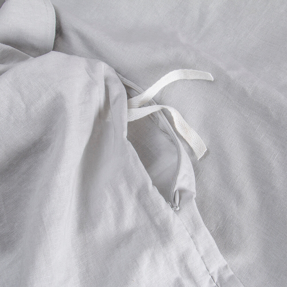 Funda de Plumón Lino 2 Plazas Gris Claro