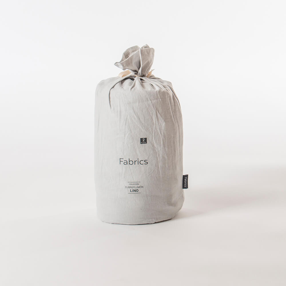 Funda de Plumón Lino 2 Plazas Gris Claro