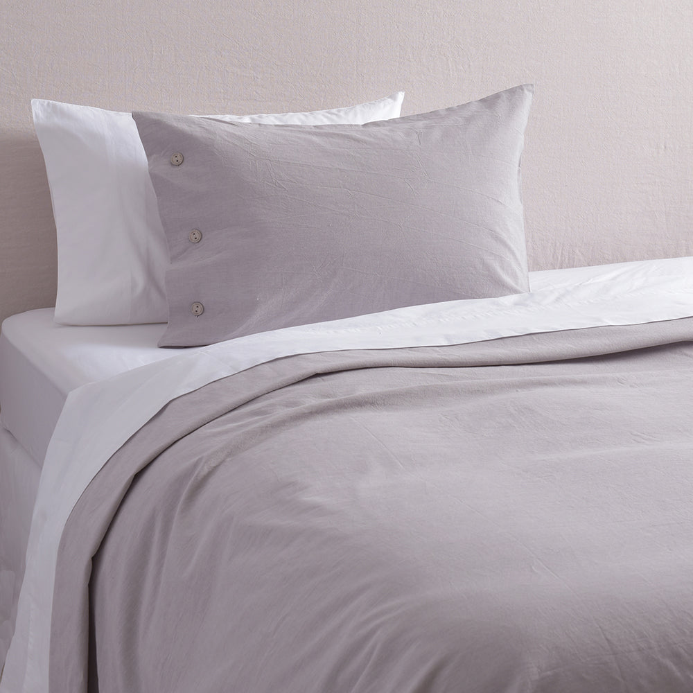 Funda de Plumón Algodón Chambray 1.5 Plazas Perla