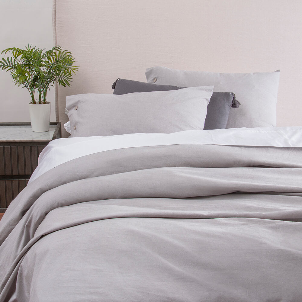 Funda de Plumón Algodón Chambray 2 Plazas Perla