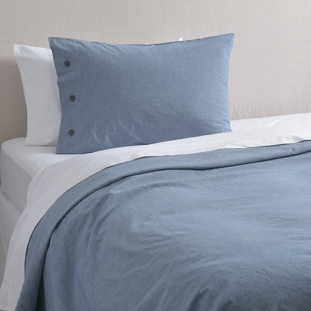 Funda de Plumón Algodón Chambray 1.5 Plazas Azul