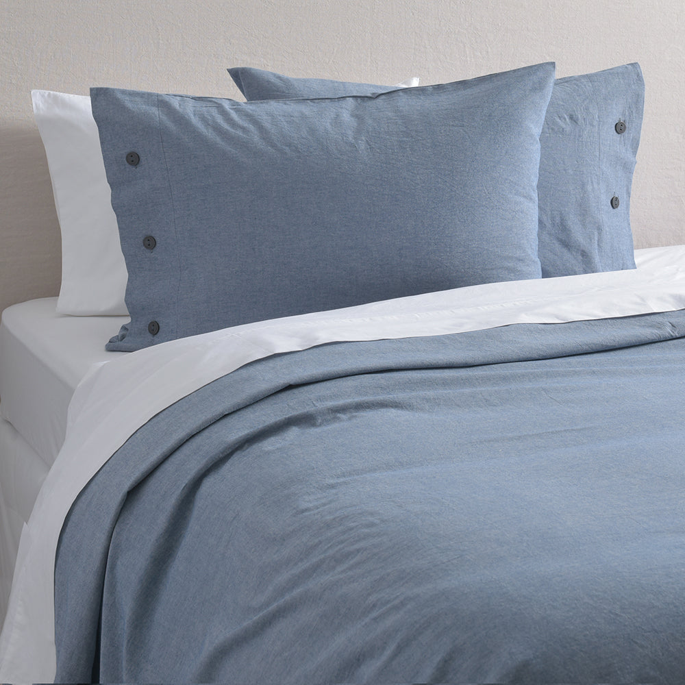 Funda de Plumón Algodón Chambray 2 Plazas Azul