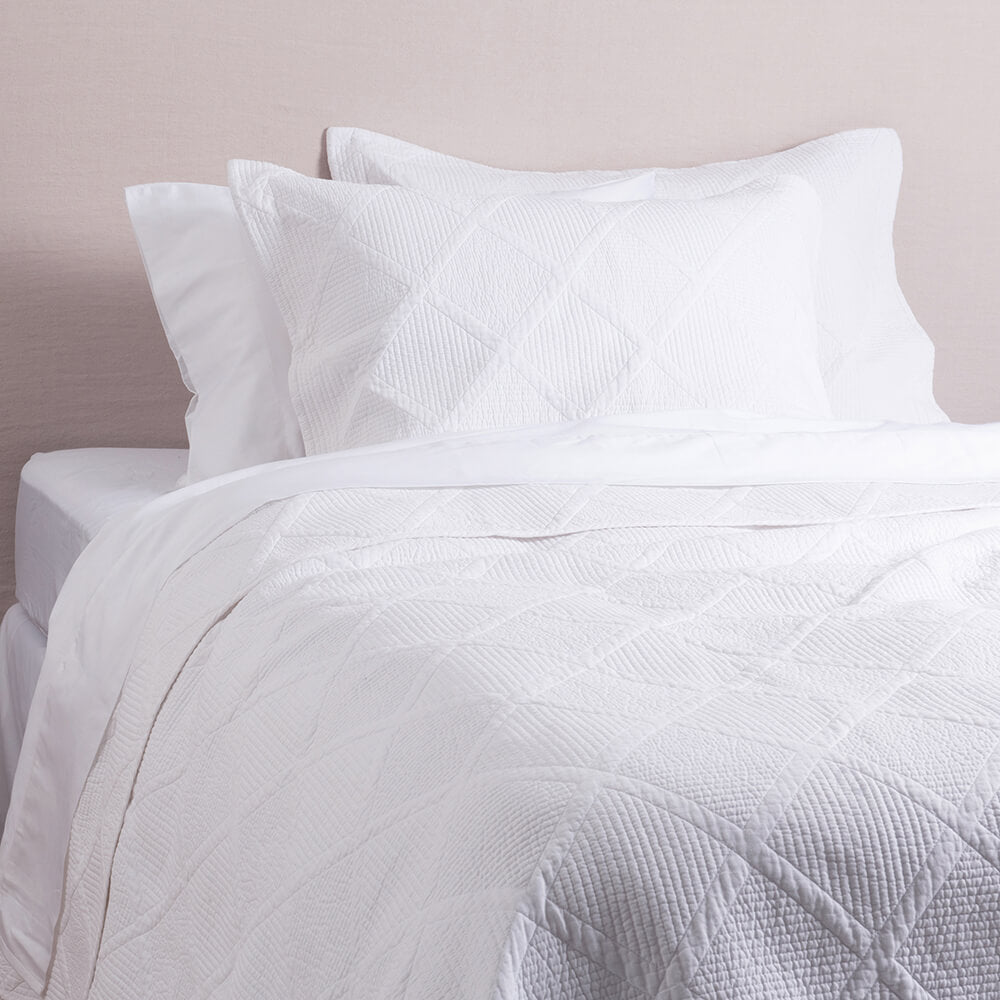 Cubrecama Quilt Rombos King Blanco