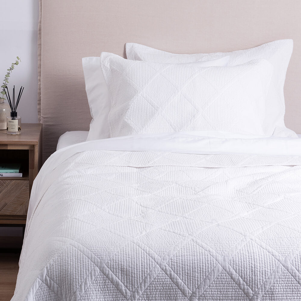 Cubrecama Quilt Rombos King Blanco