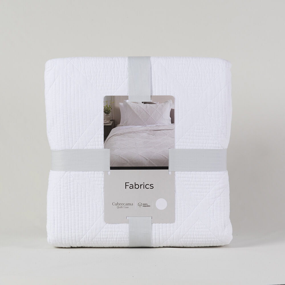 Cubrecama Quilt Rombos King Blanco