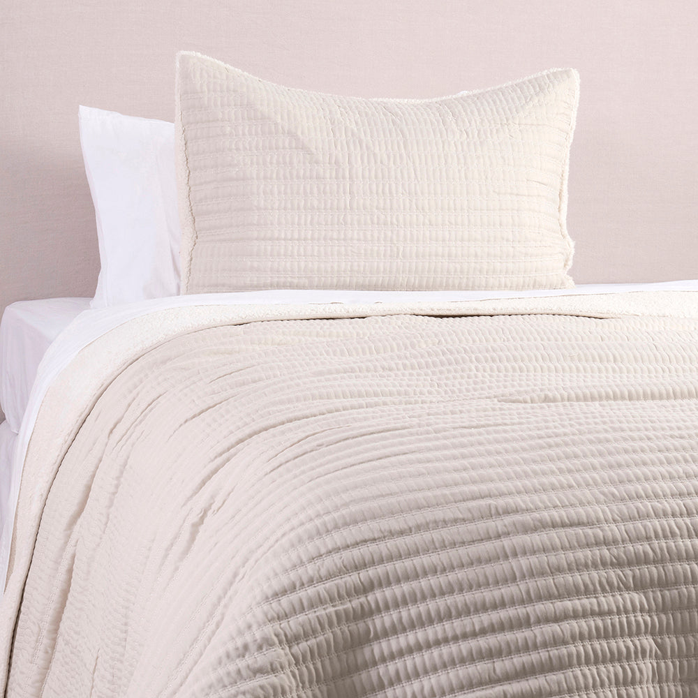 Cubrecama Quilt Lineal Sherpa 1.5 Plazas Crudo