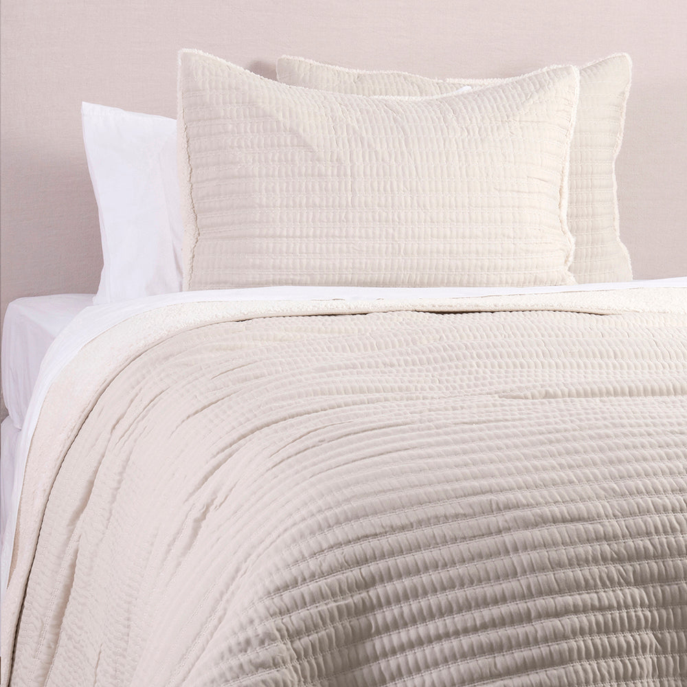 Cubrecama Quilt Lineal Sherpa 2 Plazas Crudo