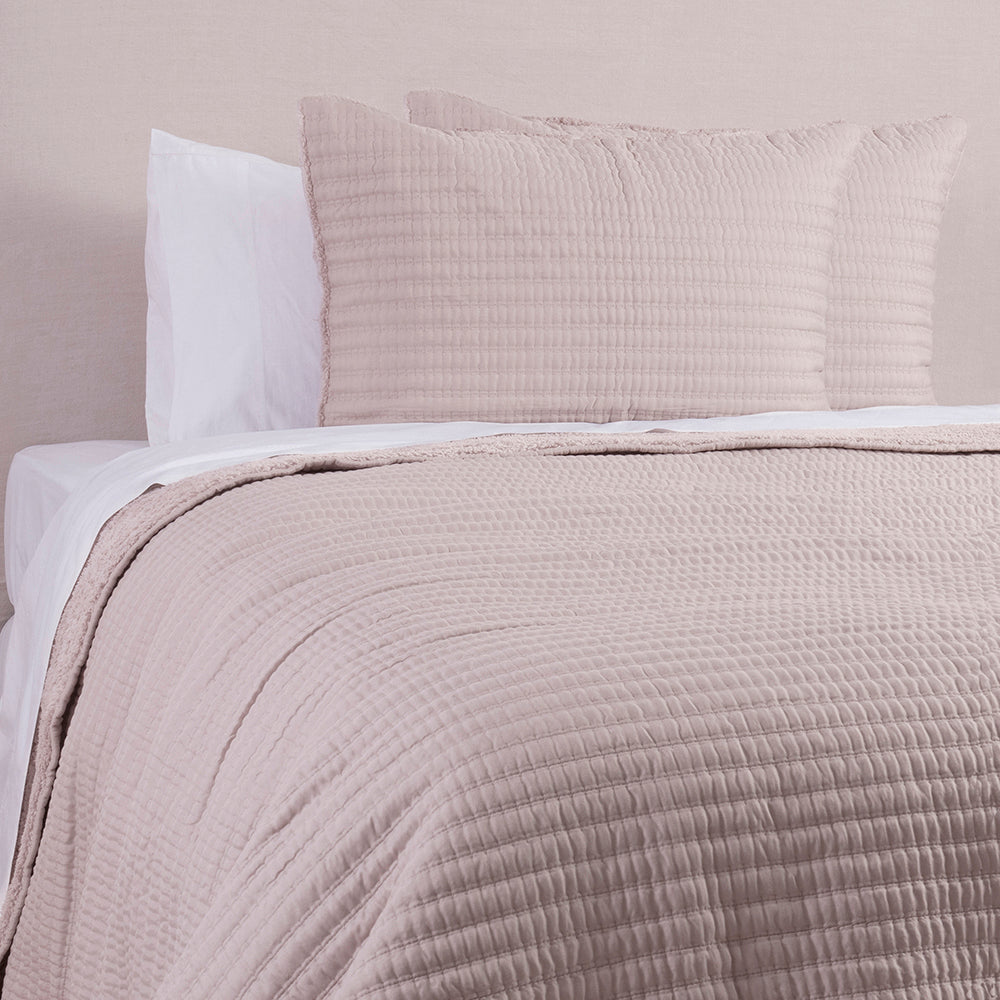 Cubrecama Quilt Lineal Sherpa 2 Plazas Malva