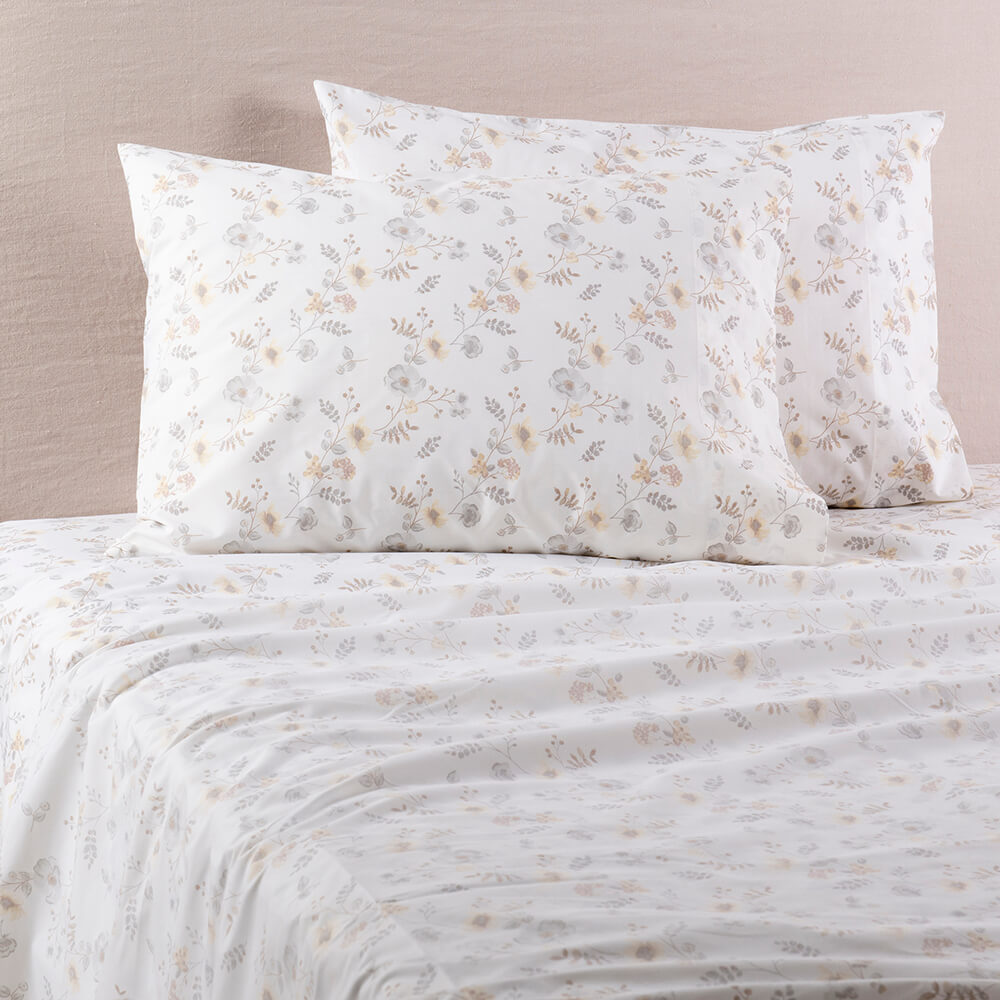 Sábana 200 Hilos Estampadas Bouquet King Rosa