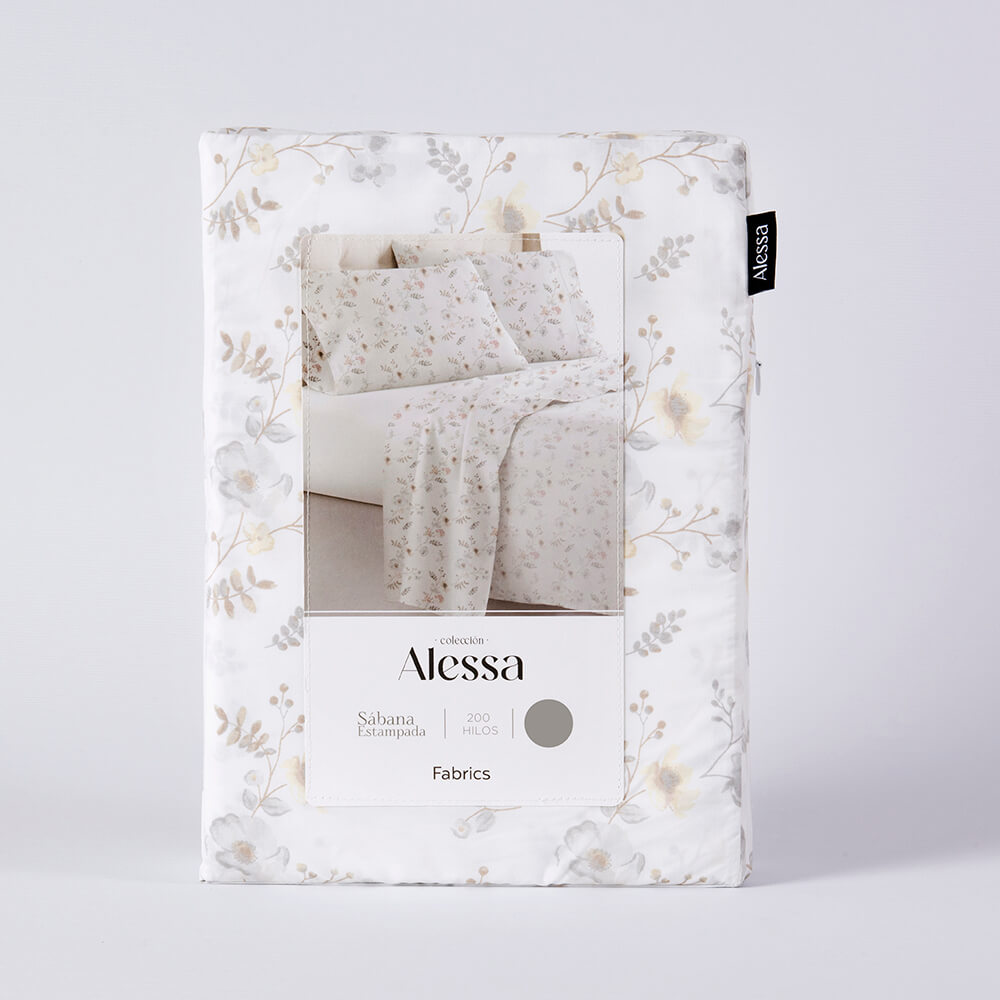Sábana 200 Hilos Estampadas Bouquet King Rosa