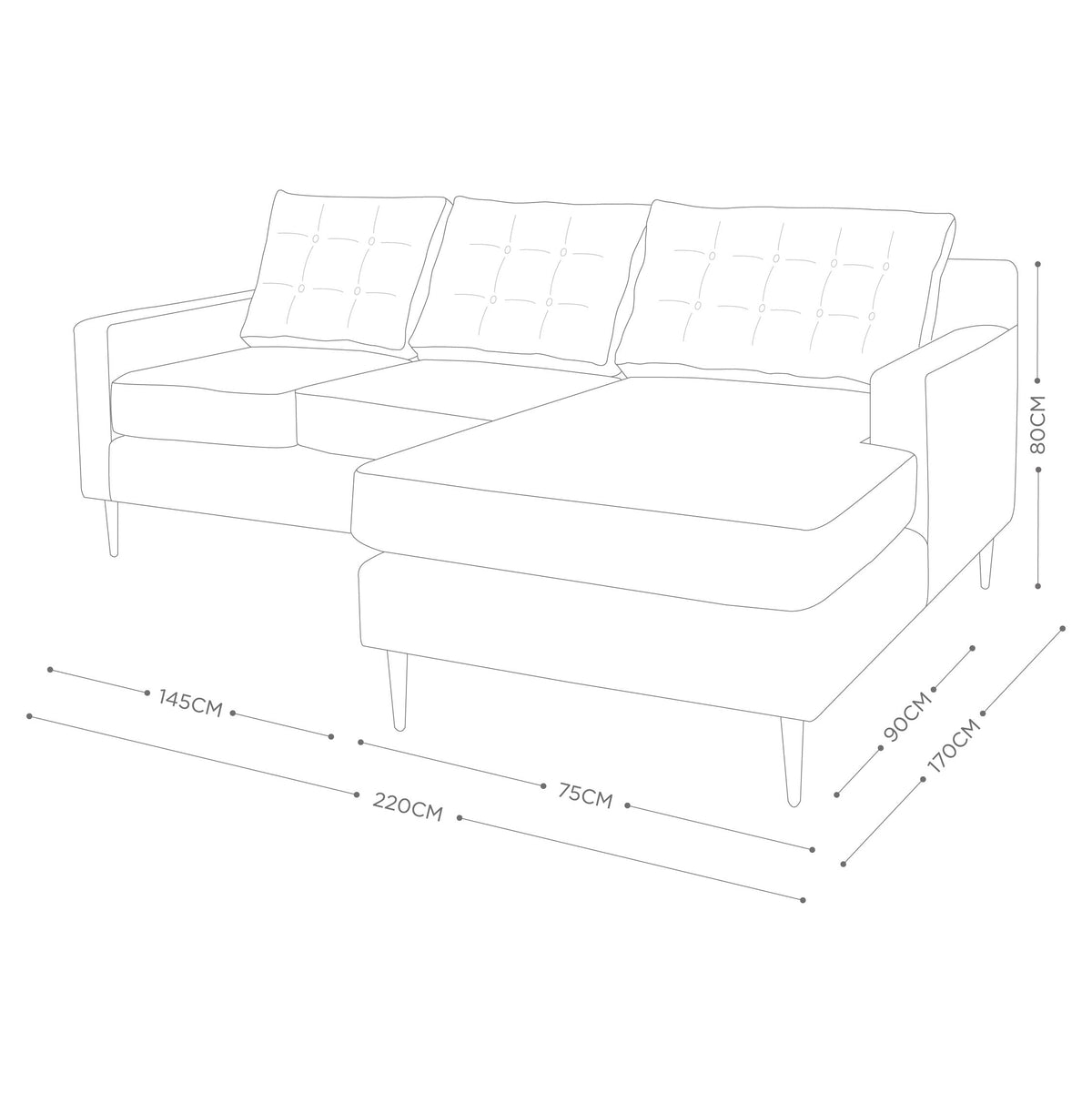 Seccional Bizantino Gris Derecho